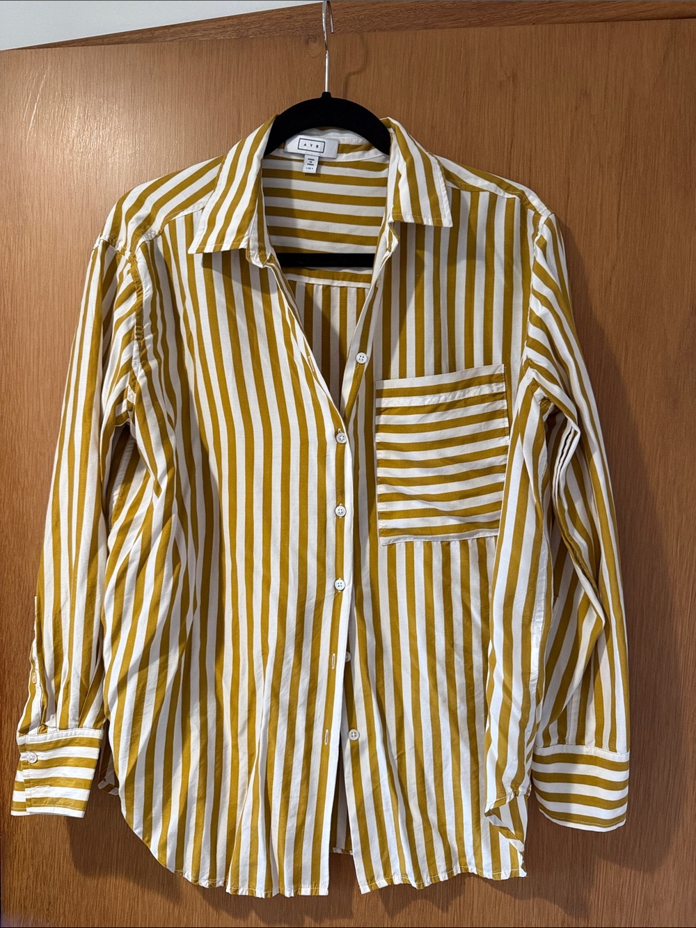 AYR Yellow and White Striped Button-Down Shirt